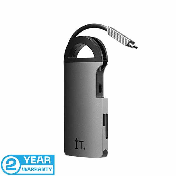 IT Multi Port 8 in 1 Hub with USB-C cable for Macbook, iPad, PC and Tablet